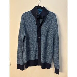 Banana Republic‎ Women's Mock Neck Navy, Blue Cardigan Sweater Size Large Cotton